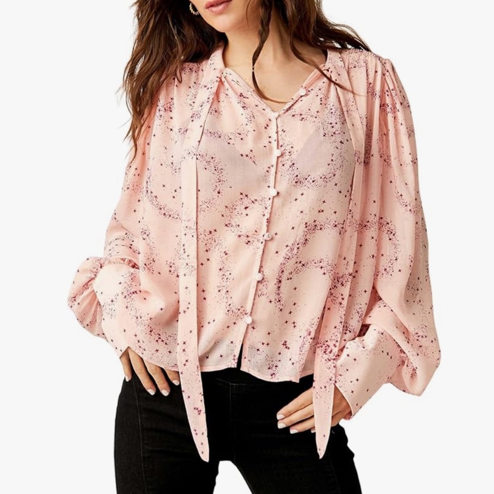 Free People Stars Align Printed Top Size XS